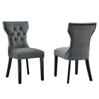 Modway - Silhouette Performance Velvet Chaises de salle à manger Ensemble de 2 - Gris-Cadre en bois massif