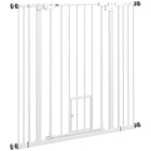 PawHut - Barrière pour Animaux 41" avec Porte de Passage pour Escaliers et Portes Blanc-Le système de double verrouillage garantit que votre animal est sécurisé à un endroit et offre une sécurité maximale