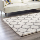 Modway - Solvea Treillis marocain Tapis 5 pi l x 8 pi L Shag Area - Ivoire et Gris-100% polypropylène