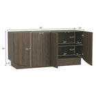 Manhattan Comfort - Ardea 60" Buffet Contemporain à 4 Portes - Noyer-Étagères intérieures réglables pour un rangement et une organisation flexibles