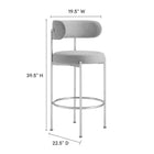Modway - Albie Tissu Tabourets de bar Ensemble de 2 - Argent gris-Rembourrage en mousse dense