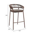 Zuo - Skye Tabouret de bar - Brun - Ensemble de 2-6