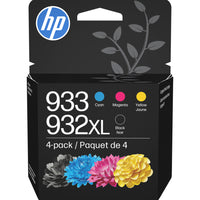 HP 932XL et HP 933 Ens. 4 cartouches dâ€™encre noire à rendement élevé et dâ€™encre cyan, magenta et jaune dâ€™origine (N9H62FN)-Couleurs: Noir, cyan, magenta, jaune