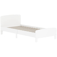 Qaba - Cadre de lit pour filles et garçons, mobilier de chambre - blanc-La conception basse au sol garantit des montées et descentes sûres et autonomes
