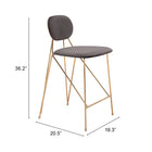 Zuo - Georges Tabouret de comptoir - Gris/Or - Ensemble de 2-7