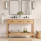 Modway - Zaire 48" Meuble de salle de bain à double lavabo - Blanc naturel-Tirs de poignée en métal