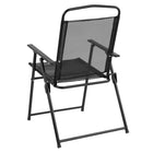 Flash Furniture - Ensemble de jardin couleur noire de 6 pièces avec table, parasol et 4 chaises pliantes-Bord du dessus de 1,5 pouce