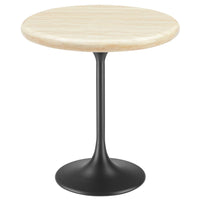 Modway - Lippa Rond de 20 po Faux travertin Table d’appoint, Travertin noir-Travertin artificiel