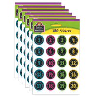 Teacher Created Resources - Autocollants numéros pour tableau noir, 120 par paquet, 6 paquets-Autocollants d’environ 1 po de diamètre