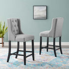 Modway - Baronet Tissu rembourré Tabouret de comptoir - Gris clair - Ensemble de 2-Tissu polyester doux pour tissu