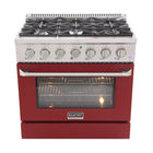 Kucht - 36 po Série KDF Cuisinière Pro Style au gaz propane - Acier inoxydable/Rouge-Cuisinez et pâtissez comme un professionnel avec le four à convection extra-large de 5,2 pi³, configuration à 5 grilles et grande fenêtre de four
