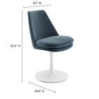 Modway - Lippa Salle à manger pivotante Performance Velvet Fauteuil d’appoint - Blanc Cadet Bleu-Design sans bras avec base sur piédestal