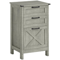 HOMCOM - Classeur à 3 tiroirs pour documents lettre/A4 - gris pierre-Le design rustique de style ferme met en valeur la décoration du bureau à domicile 
