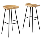 Modway - Concord Dos sans dos Tabourets de bar - Chêne - Ensemble de 2-Tabourets de bar en bois de mangue