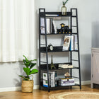 HOMCOM - Bibliothèque de rangement moderne avec étagères larges à 5 niveaux - noir-Livres, magazines, photos encadrées et quelques essentiels du quotidien peuvent être organisés sur l'étagère 
