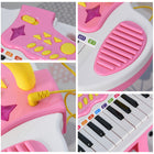 Qaba - Piano jouet pour tout-petits avec tabouret inclus - rose-Microphone réglable permettant à votre enfant de chanter en même temps que la musique 