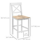 HOMCOM - Tabourets de bar hauteur comptoir avec dossier croisé et repose-pieds - naturel - paquet de 2-Structure en bois massif stable et fiable à l’usage 
