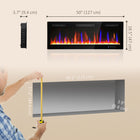 HOMCOM - Cheminée électrique murale 50 po avec mode éco - 1500 W-Profitez d’effets de flammes réalistes avec ou sans chaleur pour une ambiance toute l’année