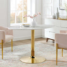 Modway - Verne Ovale de 48 po Marbre artificiel Table à manger, Or Blanc-Table en marbre artificiel