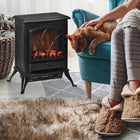 HOMCOM - Foyer électrique avec effet de flamme, noir-Couvrant une superficie de 161-215 pieds carrés, convenant à votre salon, chambre à coucher et plus 