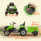 Qaba - Tracteur électrique 12V pour enfants avec remorque et télécommande - vert-Batterie durable de 12V offrant 60 minutes de jeu ininterrompu et amusant 