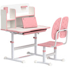 Qaba - Table et chaise d’étude pour enfants, ensemble bureau et chaise réglable pour enfants - rose-Plateau en MDF et pieds en acier pour une grande durabilité  
