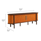 Modway - Coralie Courbe 71 po Cuir végane Meuble TV ovale, Noyer Tan-Stratifié à grain de bois