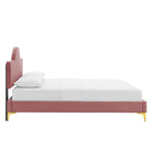Modway - Sunny Performance Velvet Lit simple, Rose poussiéreuse-Capacité de poids du cadre de lit : 800 lb