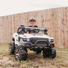 Aosom - voiture électrique pour enfants 2 places 12v rc camion de police - blanc-Quatre roues avec suspension à ressort pour une conduite en douceur 