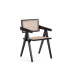 Manhattan Comfort - Fauteuil de salle à manger Hamlet 19,67 po style industriel chic - noir et cannage naturel-Moderne - Chaise de salle à manger chic en rotin parfaite pour une utilisation dans la salle à manger