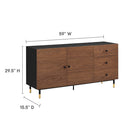 Modway - Nexus Buffet d’armoire de rangement - Noyer noir-Panneau de particules et stratifié de grains de bois