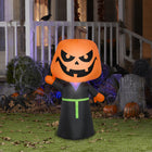 GEMMY - Tête de citrouille gonflable d'Halloween avec faucheuse - 107 cm-Pour usage intérieur et extérieur
