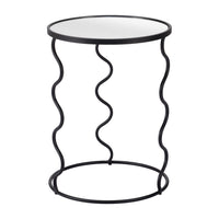 Zuo - Bastia Table d’appoint - Noir-Dessus rond en verre miroir au style élégant et contemporain