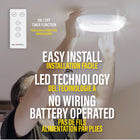 Bell + Howell - Plafonniers sans fil d'intérieur à piles avec détecteur de mouvement et télécommande-Éclairage led: 34 led haute puissance, durée de vie jusqu’à 50 000 h fonctionne avec 4 piles c (non incluses) télécommande avec pile bouton incluse