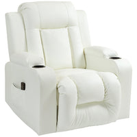 HOMCOM - Fauteuil de massage 8 points pour salon - blanc crème-Zones ciblées dans le dos, les lombaires, les cuisses et les jambes. Réglez 8 modes de massage et une durée de massage de 15 min à 30 min
