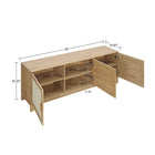 Manhattan Comfort - Ensemble de 4 : Meuble TV, bibliothèque, buffet et table d’appoint Sheridan style Mid-Century Modern - Nature-Garantie limitée du fabricant de 30 jours