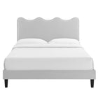 Modway - Current Performance Velvet Lit plateforme Queen, Gris clair-Pieds en bois noir avec capuchons sans marque