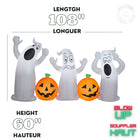 GEMMY - Scène gonflable d'Halloween avec citrouille et fantôme - 152 cm x 274 cm-Se dégonfle pour un rangement facile
