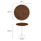Modway - Lippa Rond de 20 po Bois Table d’appoint - Noyer/blanc-Placage en grain de bois et plateau de table en MDF