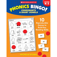 Scholastic Teaching Solutions - Bingo phonétique : cahier d'activités sur les consonnes et les voyelles courtes-Le format du jeu de bingo rend l'apprentissage attrayant et amusant pour les enfants