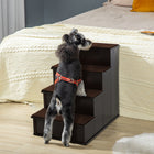PawHut - Escalier pour animaux pour lit haut - 15,7 po L x 23,2 po l x 21,3 po H - café foncé-Marches de 5,6 po (14,3 cm) de hauteur et 6,7 po (17 cm) de largeur, vos animaux peuvent y monter sans problème 