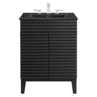 Modway - Render 24" Vanette de salle de bain - Noir noir-Style moderne du milieu du siècle