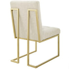 Modway - Privy Acier inoxydable doré Tissu rembourré Chaise d’accent pour salle à manger - Beige doré-Rembourrage en mousse dense