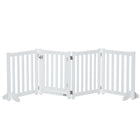 PawHut - Barrière pour chien pliable à 4 panneaux avec porte - blanc-Fabriqué en MDF, portillon robuste 