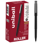 uni-ball - Stylo à bille roulante - 0,5 mm - noir - paquet de 12  -Stylos à bille roulante