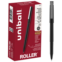 uni-ball - Stylo à bille roulante - 0,5 mm - noir - paquet de 12  -Stylos à bille roulante