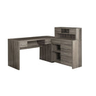 Monarch Specialties - 7318 Bureau - Taupe Fonce De Coin Cote Droit Ou Gauche-Ce bureau d'ordinateur moderne en forme de L avec rangement et huche se caractérise par une construction à panneaux épais en finition stratifiée aspect bois brun taupe.