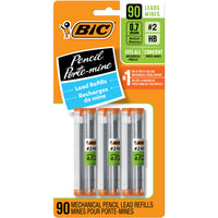 BIC - Recharges de Mines pour Crayon Mécanique, Pointe Moyenne 0,7 mm, 2HB, Paquet de 90-Paquet de 90 recharges de mines pour crayon mécanique BIC compatibles avec tous les crayons mécaniques utilisant une pointe de 0,7 mm