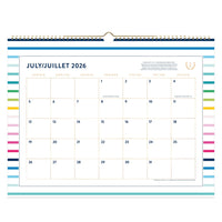 At A Glance - Calendrier mural standard 2026-2027 - 15 po H x 12 po l - rayures joyeuses - bilingue-Format des pages : 11 7/8 po H x 14 7/8 po l
