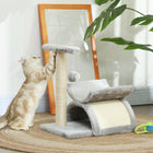 PawHut - Arbre à chat 17 po petit, tour pour chat avec poteau supérieur rotatif - gris clair-Tunnel semi-circulaire pour que le chat saute, s’allonge ou dorme 